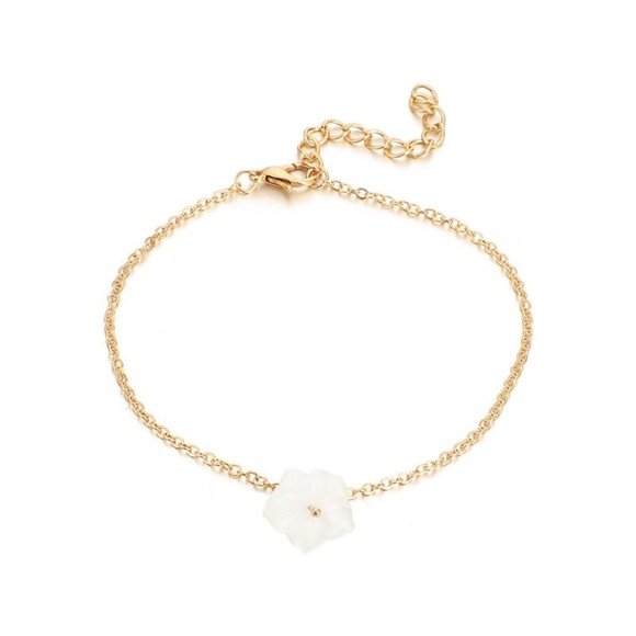 5 Piece Gold Anklet, Flower Pendant, Disc Chain, Bead Anklet Set - Picture 5 of 9